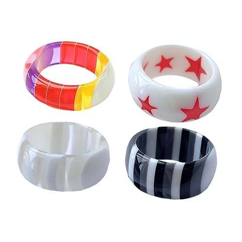 LIGIGWASH 4 Stück Dekorative Fingerringe Aus Harz Für Frauen Stilvolle Fingerdekoration Einzigartige Farben Für Geschenke Und Anlässe Modischer Fingerring Für Alltag Und Partys von LIGIGWASH