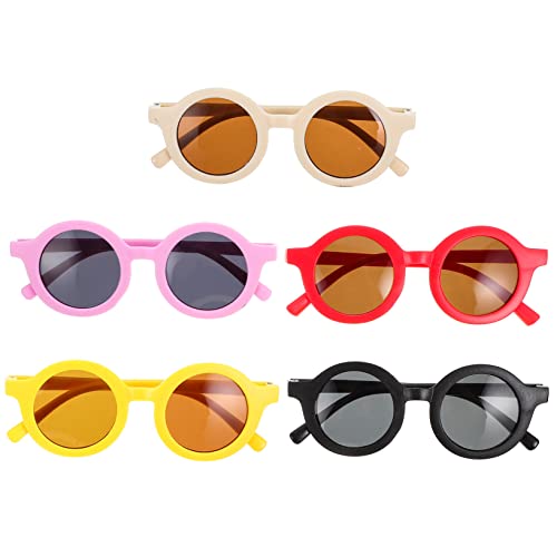 LIGIGWASH 5 Paare Teiliges Sonnenbrillen Rahmen UV Schutz Leichte Flexible Gläser für Jungen und Mädchen Lustige Partybrille Farbenfrohe Junge Mädchen Brillen Geschenkidee von LIGIGWASH