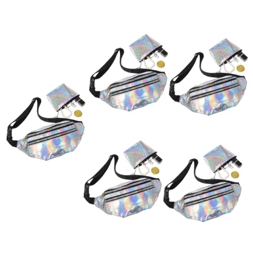 LIGIGWASH 5 Sätze Damen Hüfttasche Verstellbarer Gürtel wasserdichte Crossbody Bauchtasche mit Fischschuppen Münzbeutel für Outdoor Sport Reisen Fitness von LIGIGWASH