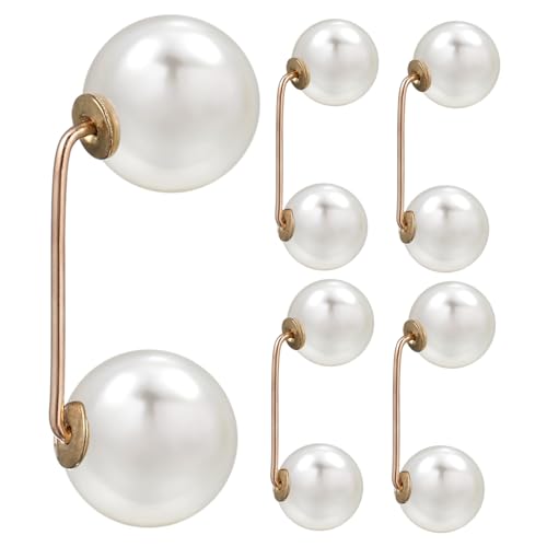 LIGIGWASH 5 Stück Damen Sicherheitsbroschen Perlen Design Vielseitige Praktische Broschennadeln zur Kleiderfixierung Langlebige Anstecknadeln als Collar Button für Hemden Westen Röcke von LIGIGWASH