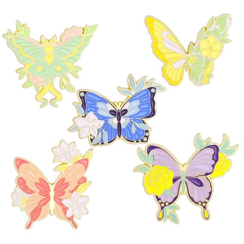 LIGIGWASH 5 Stück Schmetterling Broschen Anstecknadeln Modisch Bunte Emaille Pins für Damen Kleidung Taschen Rucksäcke Hüte Dekorative Abzeichen Geschenkidee von LIGIGWASH