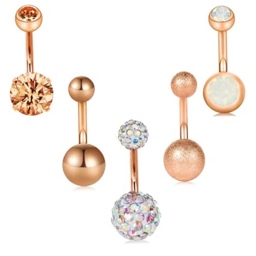 LIGIGWASH 5 Stück Teiliges Bauchnabelpiercing aus Rostfreiem mit Funkelnden Strasssteinen Modischer Bauchnabelschmuck für Damen Langlebig und Hautfreundlich für Party Tanz und Alltag von LIGIGWASH