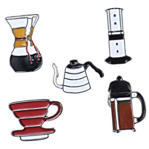 LIGIGWASH 5 Stück Teiliges Enamel Pins Kreative Kaffee Kannen Broschen Modische Anstecknadeln für Damen Kleidung Rucksack und Hut Langlebige Ästhetisches Accessoire von LIGIGWASH