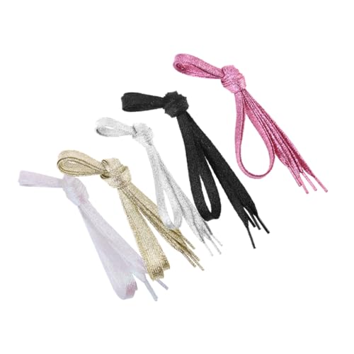 LIGIGWASH 5 Stück Teiliges Flache Pearlescente Schnürsenkel in Gold und Silber Glitzernde Langlebige Schuhbänder für Damen und Herren Sneakers Modisch und Farbenfroh von LIGIGWASH