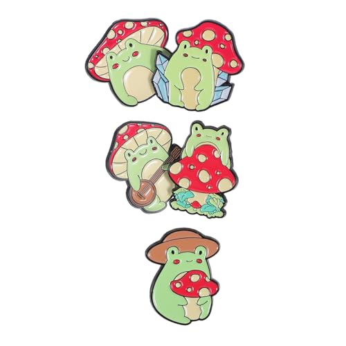 LIGIGWASH 5 Stück Teiliges Frosch und Pilz Broschen Niedliche Tier Anstecker für Kleidung und Hüte Perfektes Accessoire für Rucksäcke Verarbeitet und Detailverliebt von LIGIGWASH
