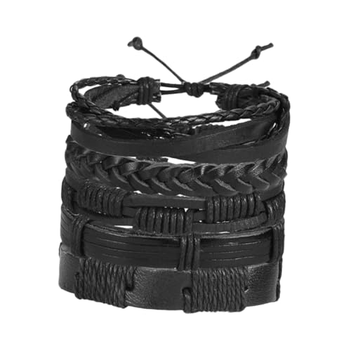 LIGIGWASH 5 Stück Teiliges Lederarmband Verstellbare Herrenarmbänder Retro Geflochtene PU Manschetten Kreative Armbänder für Alltag und von LIGIGWASH