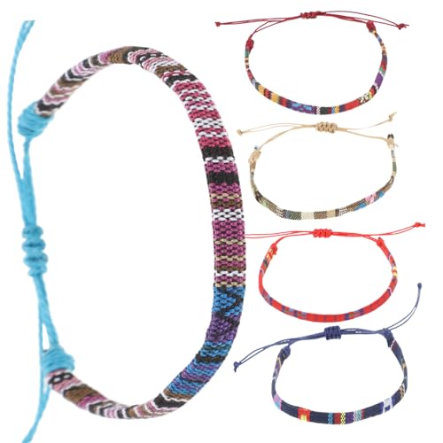 LIGIGWASH 5 Stück Teiliges Leinen Armband Handgewebt Verstellbar Geflochtenes Freundschaftsarmband und Fußkettchen Bunte Farbauswahl Langlebig Modisch für Damen und Mädchen Geschenkidee von LIGIGWASH