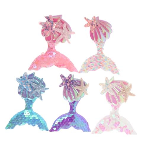 LIGIGWASH 5 Stück Teiliges Meerjungfrau Haarspangen für Mädchen Glitzernde Pailletten Sicherer Halt Bunte Pastellfarben Niedliche Haarschmuck für Alltag und Party von LIGIGWASH