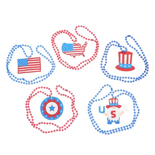 LIGIGWASH 5 Stück Teiliges Patriotic Halsketten mit Flaggen Anhänger Lange Kunststoff Perlenketten Unabhängigkeitstag Partyzubehör für Frauen Vielseitig Kombinierbar und Farbintensiv LIGIGWASH 5 Stück Teiliges Patriotic Halsketten mit Flaggen Anhänger Lange Kunststoff Perlenketten Unabhängigkeitstag Partyzubehör für Frauen Vielseitig Kombinierbar und Farbintensiv von LIGIGWASH