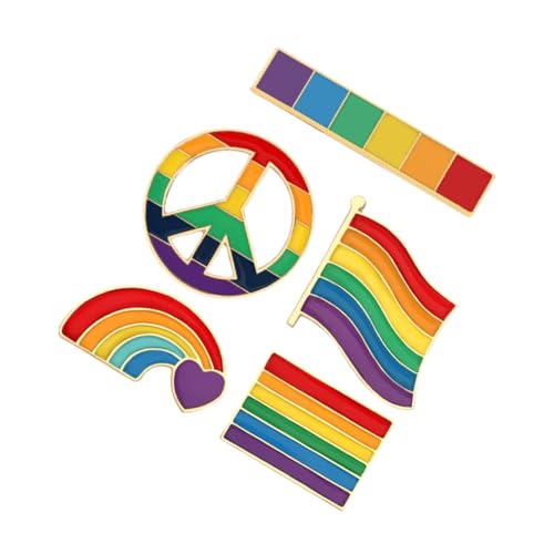 LIGIGWASH 5 Stück Teiliges Regenbogen Broschen aus Legierung Bunte Anstecknadeln für Damen Vielseitig für Kleidung Rucksack Hut Stilvolle DIY Dekoration von LIGIGWASH