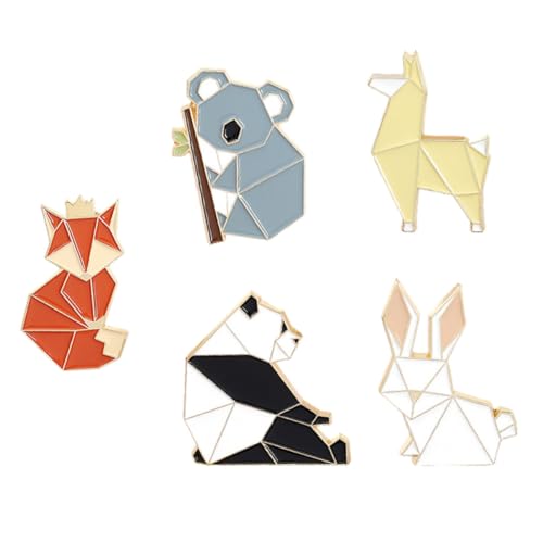LIGIGWASH 5 Stück Teiliges Tierbroschen aus Legiertem Material Niedliche Cartoon Designs mit Fuchs Panda Hase und Bär Modische Anstecknadeln für Kleidung Taschen Hüte für Hochzeit und von LIGIGWASH