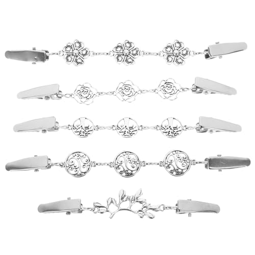 LIGIGWASH 5 Stück Teiliges Vintage Cardigan Clips aus Silber Modische Strickjacken und Schalspangen für Damen Vielseitig Einsetzbar an Pullovern Schals Kleidern und Taschen Retro und Leicht von LIGIGWASH