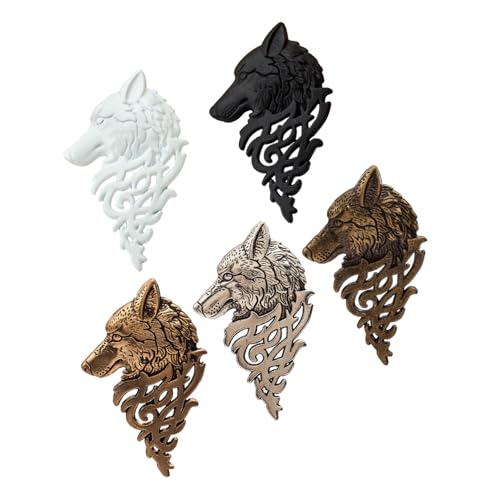 LIGIGWASH 5 Stück Teiliges Wolf Kopf Broschen aus Langlebiger Legierung Vintage Tier anstecker Kreative Reversnadeln für Herren Stilvolle Kostüm accessoires Geschenk für Zufällige Farbe von LIGIGWASH