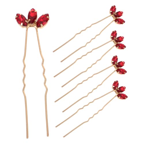 LIGIGWASH 5 Stück U Förmige Haarnadeln mit Roten Strasssteinen Teiliges Brautschmuck Haarschmuck für Hochzeiten Partys und Besondere Anlässe Elegantes Design für Frauen von LIGIGWASH