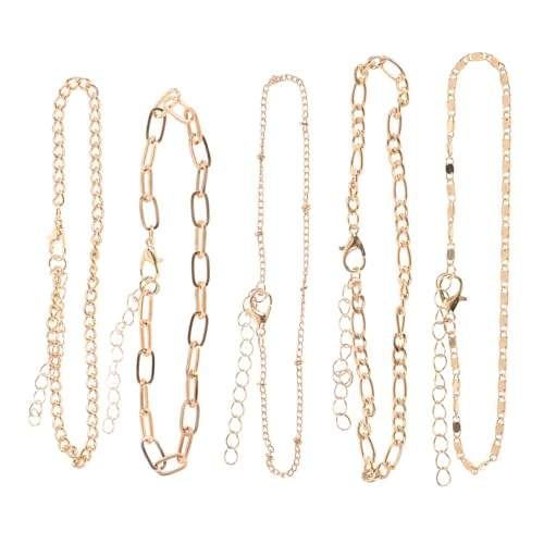 LIGIGWASH 5 Stück Verstellbares Fußkettchen set aus Rostfreiem Metall für Damen Verstellbare Vintageinspirierter Schmuck Vielseitig Tragbar für Strand Party und Alltag von LIGIGWASH