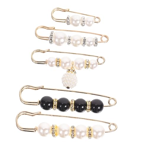 LIGIGWASH 5stücke Damen Perle Brosche Sicherheitsnadel Dekorative Perle Brosche Kleidung Sicherheitsnadel von LIGIGWASH