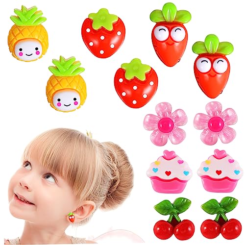 LIGIGWASH 6 Paare Ohrclips für Mädchen Bunte Ohrringe Piercing Süße Designs für Partys und Alltag für Kleine Prinzessinnen von LIGIGWASH