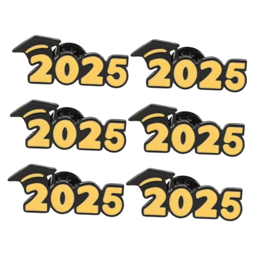 LIGIGWASH 6 Stück 2025 2025 Brosche studienabschluss abschlussgeschenk Abschlussbrosche Anstecknadel für Doktoranden Graduierungskappen-Clip Graduierungsbrosche Zinklegierung Black von LIGIGWASH