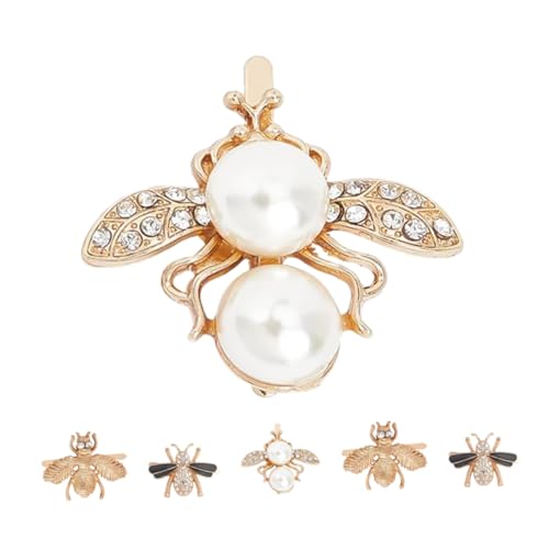 LIGIGWASH 6 Stück Süße Bienenförmige Clips mit Glitzerstein und Perlen Stylische Metall Schuhecken für Frauen für Hochzeiten Partys und Freizeit Outfits von LIGIGWASH