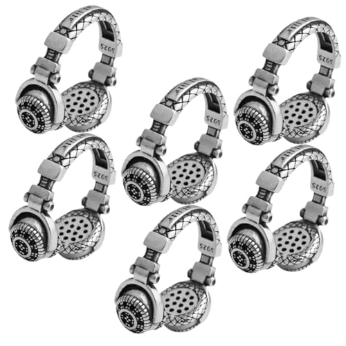 LIGIGWASH 6 Stück Teiliges Kopfhörer ringe aus Robustem Legierungsmetall Modische Offene Unisex fingerringe für Herren und Damen Stylisches Schmuck accessoire für Partys Geburtstage und von LIGIGWASH