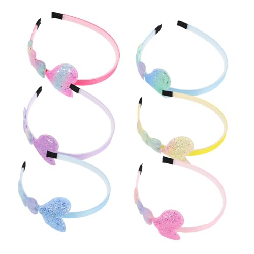 LIGIGWASH 6stücke Teiliges Stirnband Kleinkinder Mädchen Haarschmuck Mit Herz-design Bequeme Haarbänder Mit Farbverlauf Glitzer-stirnbänder Für Verschiedene Anlässe von LIGIGWASH