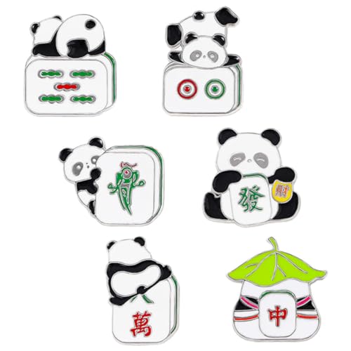 LIGIGWASH Panda Brosche 6 Stück Chinesische Broschen Für Frauen Niedliche Panda Anstecknadeln Zinklegierung Dekorative Broschennadeln Für Kleidung Und Rucksäcke von LIGIGWASH