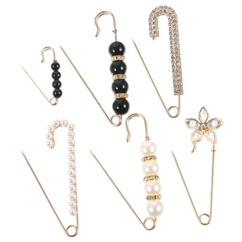 LIGIGWASH 6 Stück Teiliges Set Broschen für Damen Perlen Anstecknadeln Kleidungsclips für Hosen und Röcke Vielseitige Dekoration für Verschiedene Outfits und Anlässe von LIGIGWASH