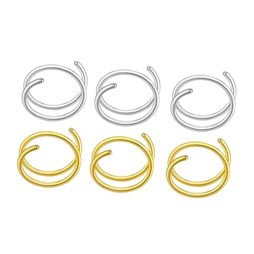 LIGIGWASH 6 Stück Teiliges Spiralförmige Nasenringe aus Metall Hautfreundlich Leicht Anzulegen Dekorative Damen Nasenpiercings Komfortabel für Alltag und Besonderen Anlass von LIGIGWASH