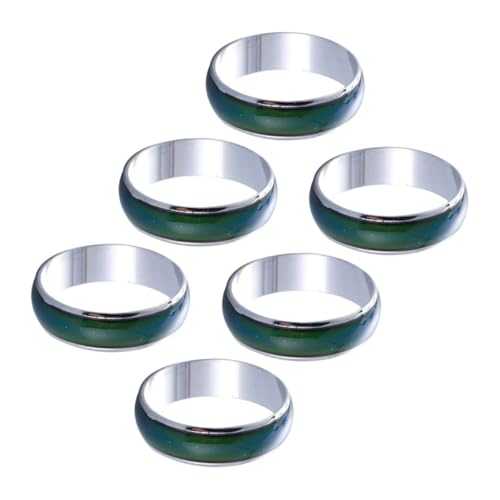 LIGIGWASH 6 Stück Teiliges Stimmungsring Breit Temperaturwechselnde Farbwechselringe für Jungen Mädchen Party Mitgebsel Geburtstagsgeschenk Langlebig Kindgerecht von LIGIGWASH