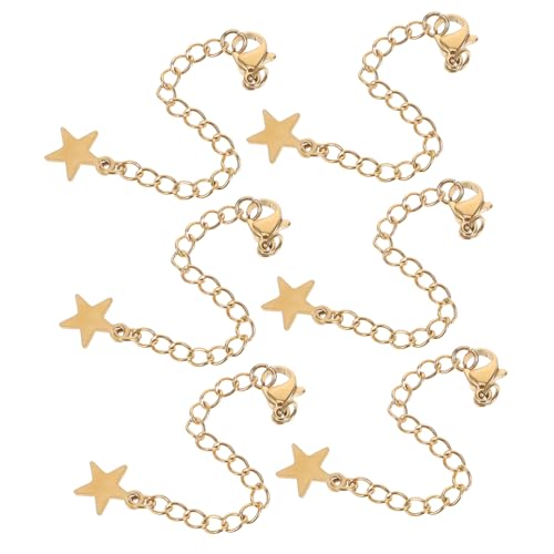 LIGIGWASH 6 Stück Teiliges Verlängerungsketten mit Vakuum Elektroplattierung Verstellbar für Armband und Halskette Karabinerverschluss mit Sternanhänger Schmuckzubehör für Diy Verlängerung von LIGIGWASH