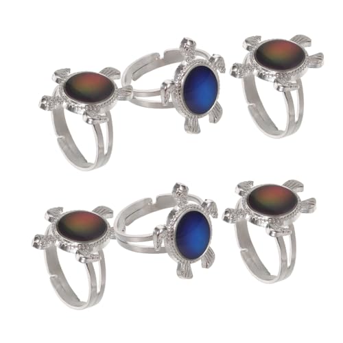 LIGIGWASH 6 Stück Teiliges Verstellbare Schildkröten-stimmungsringe Temperatur-sensitiv Farbwechsel Schmuck für Damen Alltag und Party von LIGIGWASH