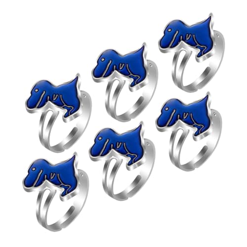 LIGIGWASH 6 Stück Verstellbare Dinosaurier Stimmungsringe für Farbwechsel nach Temperatur Kreative Öffnung Lustiger Finger Ring als Party Mitgebsel und Dino Deko von LIGIGWASH