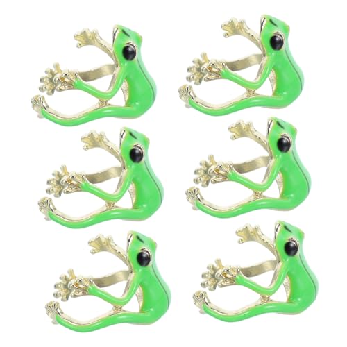 LIGIGWASH 6stücke Verstellbarer Laubfrosch-ring Süße Tier-accessoires Offenes Design Für Bequemen Sitz Lustiger Froschschmuck Für Frauen Kreativer Punkschmuck von LIGIGWASH