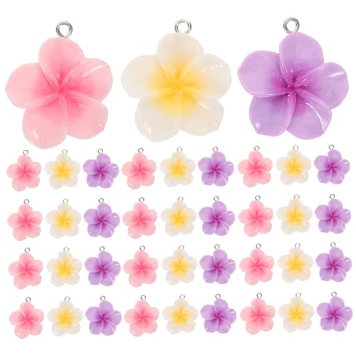 LIGIGWASH 60 Stück Harz Blumenanhänger Sommerblumenanhänger Harz Charm Für Schmuck Frangipani Schmuck Charm Plumeria Anhänger von LIGIGWASH