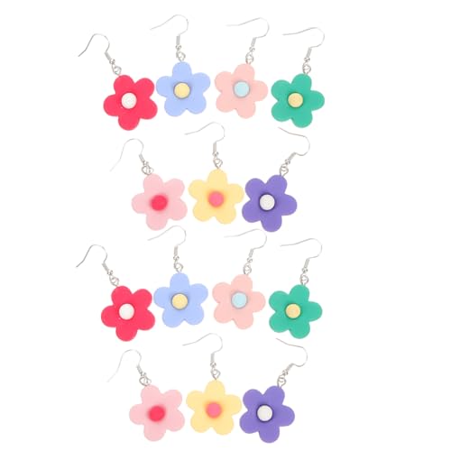 LIGIGWASH 7 Paare Blumen Ohrringe Dangle Ohrringe für Frauen Farbenfrohes Ohrschmuck Gelb Rot Grün Blau Hellrosa für Festivals Partys und Alltag Zufällige Farbe Zufällige Farbe von LIGIGWASH