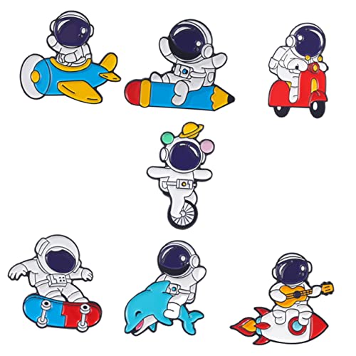 LIGIGWASH 7 Stück Teiliges Astronauten Broschen Legierungs Anstecker für Kleidung Taschen und Rucksäcke Einzigartige und Farbenfrohe Accessoires für Damen von LIGIGWASH