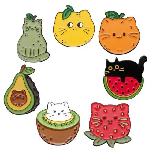 LIGIGWASH 7 Stück Teiliges Cartoon Katzen Broschen Anstecker für Kleidung Anstecknadeln Lapel Pins Robust Langlebig für Jacken Hüte Schals als Modisches Damen Accessoire von LIGIGWASH