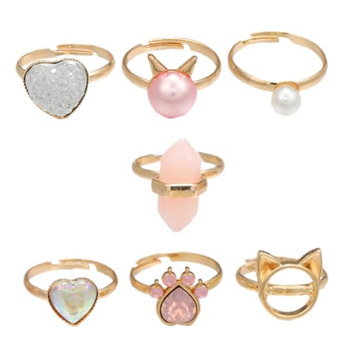 LIGIGWASH 7 Stück Teiliges Goldfarben Verstellbar Niedliche Metallringe Schmuck für Mädchen Party Dress up Alltag von LIGIGWASH