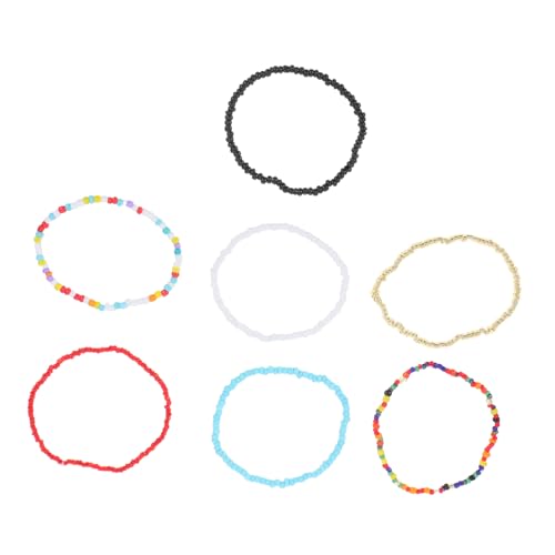 LIGIGWASH 7 Stück Teiliges Perlen armband Damen Elastische Handkette mit Geometrischen Mustern Leichte Vielseitige Hand Fußschmuck Modisch Geeignet für Alltag Party und Reise von LIGIGWASH