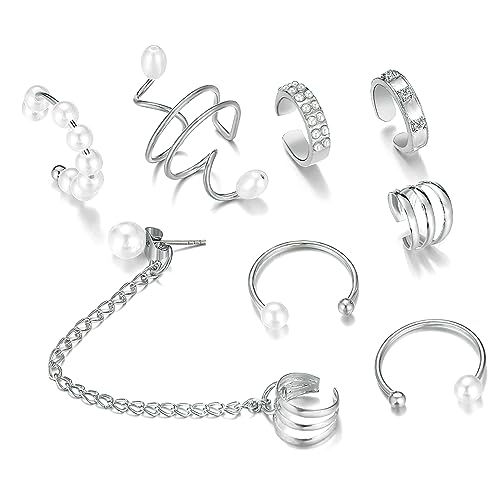 LIGIGWASH 8 Stück Perlen Ohrclips für Damen und Herren Teiliges nicht Piercing Ohrcuffs mit Dangle Kette Eleganter Ohrschmuck für Verschiedene Anlässe LIGIGWASH 8 Stück Perlen Ohrclips für Damen und Herren Teiliges nicht Piercing Ohrcuffs mit Dangle Kette Eleganter Ohrschmuck für Verschiedene Anlässe von LIGIGWASH