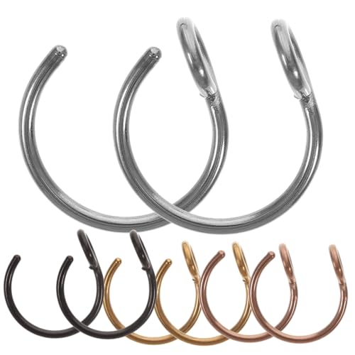 LIGIGWASH 8 Stück Teiliges Edelstahl Nasenringe C Förmige Falsche Nasenpiercing Hoops Modische Nasendekorationen für Damen und Herren in Schwarz Gold Roségold nicht Piercingschmerzhaft LIGIGWASH 8 Stück Teiliges Edelstahl Nasenringe C Förmige Falsche Nasenpiercing Hoops Modische Nasendekorationen für Damen und Herren in Schwarz Gold Roségold nicht Piercingschmerzhaft von LIGIGWASH