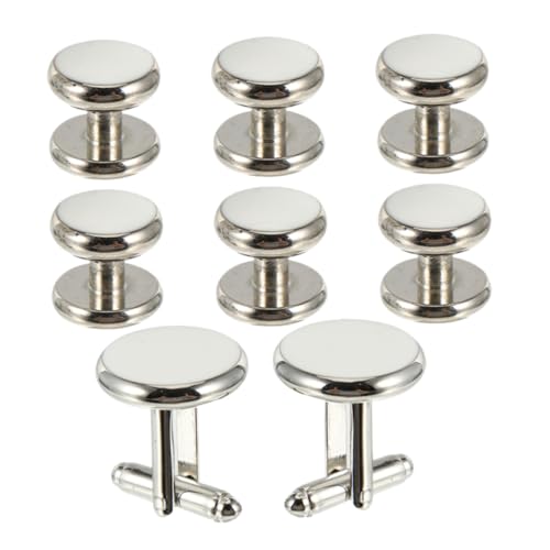 LIGIGWASH 8 Stück Teiliges Herren Manschettenknöpfe Set Rundes Design Französischer Stil Tuxedo Manschettenknöpfe und Hemdknöpfe Geschenkset für Business Hochzeiten Banquets von LIGIGWASH