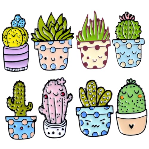 LIGIGWASH 8 Stück Teiliges Sukkulenten Anstecknadeln Legierung Fein Gearbeitete Kaktus Broschen mit Lebendigem Design Pflanzenbroschen für Kleidung Taschen und Rucksäcke Zufälliger Stil von LIGIGWASH