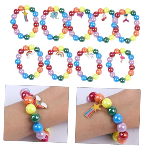 LIGIGWASH 9 Stück Teiliges Kinderarmband mit Bunten Kunststoffperlen Kreative Freundschaftsarmbänder Langlebig und Handgefertigt als für Mädchen zu Geburtstagen und Festen von LIGIGWASH