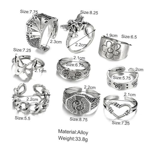 LIGIGWASH 9stücke Verstellbare Finger Ringe Offene Fingerringe Herren Schmuck Kreative Party Zubehör Hochwertige Verarbeitung Natürliche Note Design von LIGIGWASH