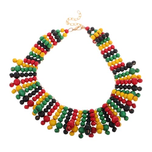 LIGIGWASH Holzperlenkette Afrikanischer Vintage-anhänger Bunte Perlenkette Handgefertigte Schmuck Für Damen Unisex-modekette Strangketten Holzschmuck von LIGIGWASH