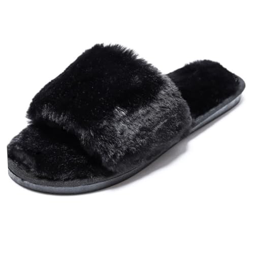 LIGIGWASH Anti rutsch Hausschuhe Plüsch Slipper Weiche Sohle Komfortable Fußbekleidung Schwarz Für Innenbereich Zuhause Unisex Gemütliche Floor Shoes von LIGIGWASH