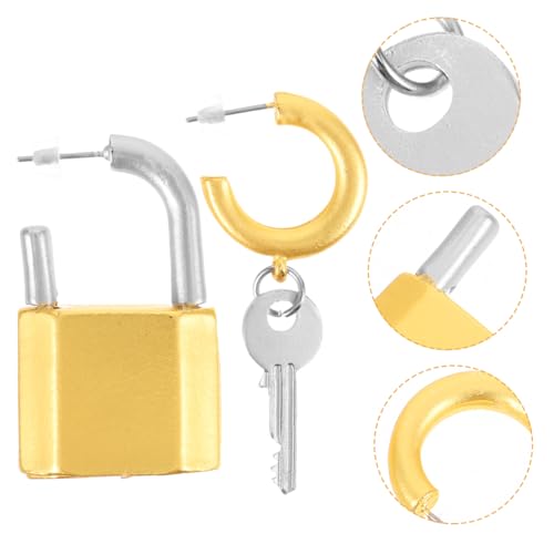 LIGIGWASH Asymmetrische Damen Ohrringe Schlüssel Schloss Design Dekorative Statement Ohrhänger aus Metall Leichte Vintage Ohrschmuck für Alltag und von LIGIGWASH