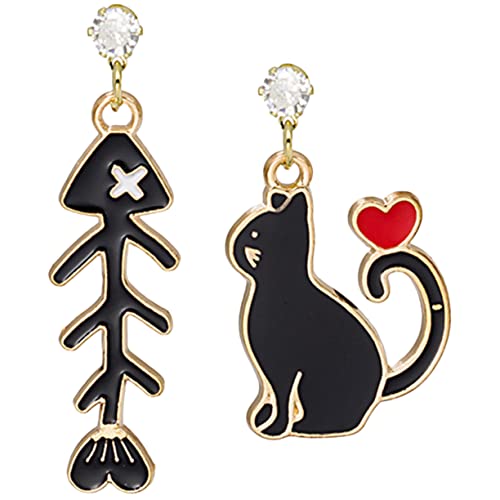 LIGIGWASH Asymmetrische Katzenohrringe Damen Fischgräte Design Modisch Leicht Kombinierbar Schmuck für Frauen und Teens Alltag Schmuckaccessoire von LIGIGWASH