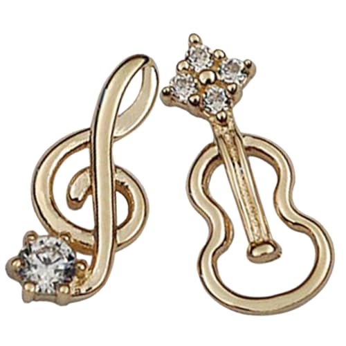 LIGIGWASH Asymmetrische Kleine Musikohrringe mit Zirkonia dekor Zarte Violinenschmuck ohrringe Leichte Ohrstecker Geschenkidee für Musikliebhaber und Fans Vielseitig für Alltag und Partys von LIGIGWASH